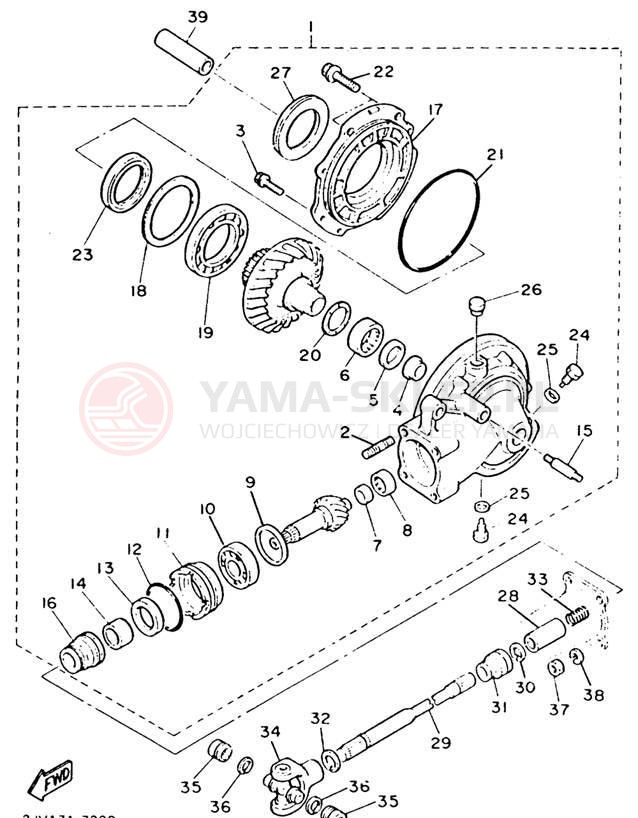Schemat "Wał napędowy" do Yamaha VIRAGO 535 XV535E/XV535EC