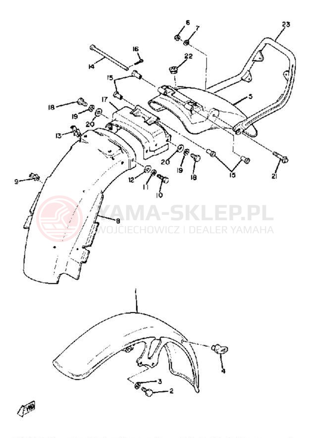 Schemat "Błotniki przód i tył" do Yamaha XS850LG