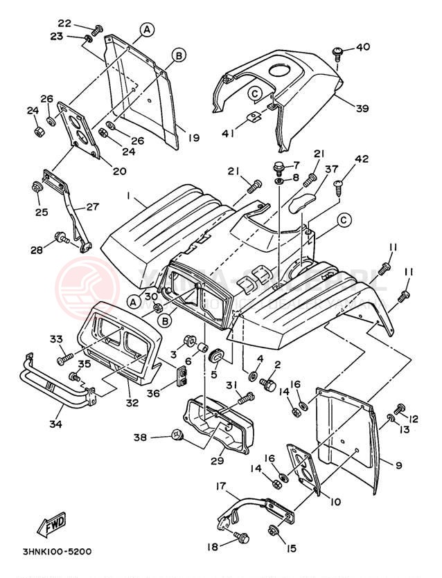 Schemat "Przedni błotnik" do Yamaha BIG BEAR 2WD YFM350UK