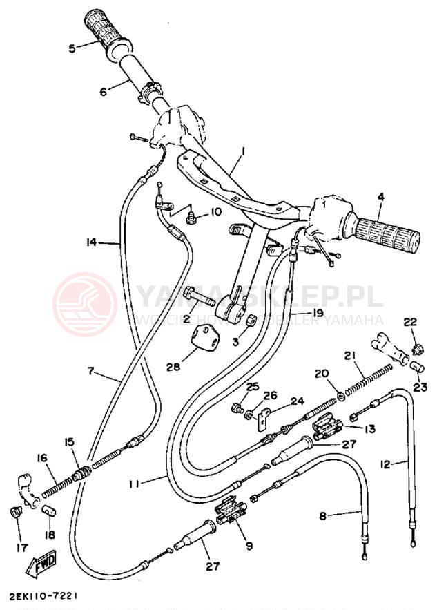 Schemat "Kierownica i osprzęt" do Yamaha RAZZ SH50U/SH50MU