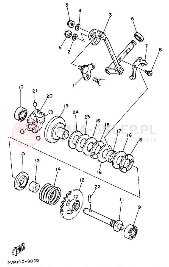 Schemat "Dźwignia zmiany biegów" do Yamaha YZ250U