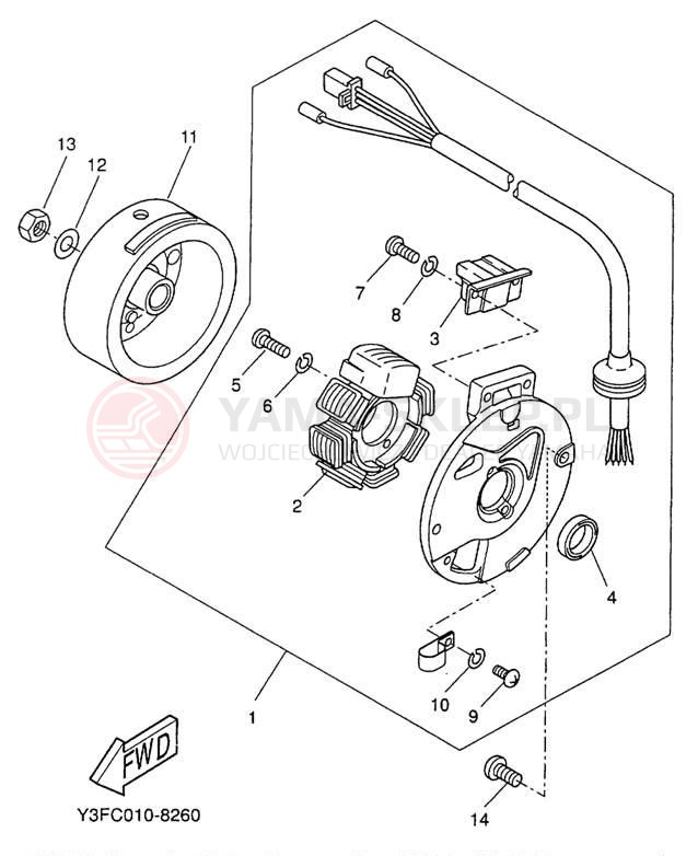 Schemat "prądnica" do Yamaha ZUMA II CW50N
