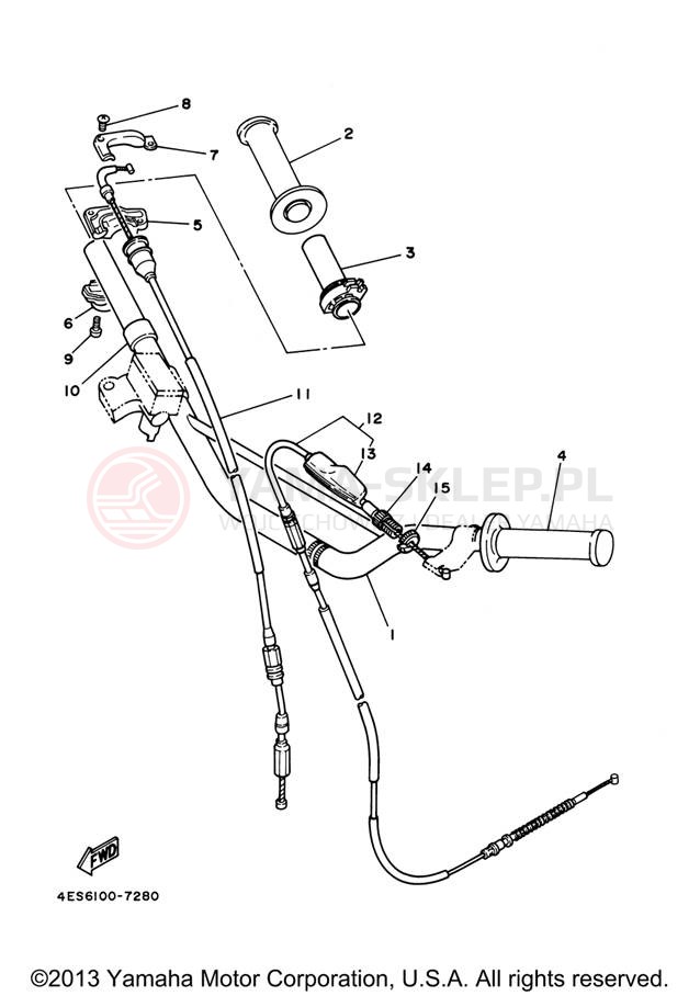 Schemat "Kierownica i osprzęt" do Yamaha YZ85 YZ85V