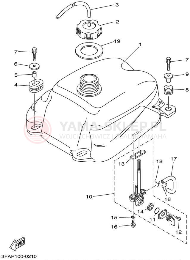 Schemat "zbiornik paliwa" do Yamaha BREEZE YFA1P/YFA1PC