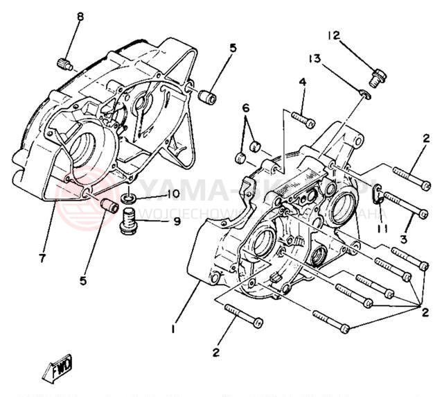 Schemat "Obudowa silnika" do Yamaha YZ80H
