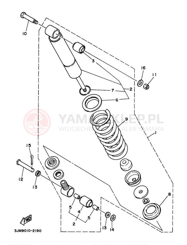 Schemat "zawieszenie tył" do Yamaha BLASTER YFS200J_MN