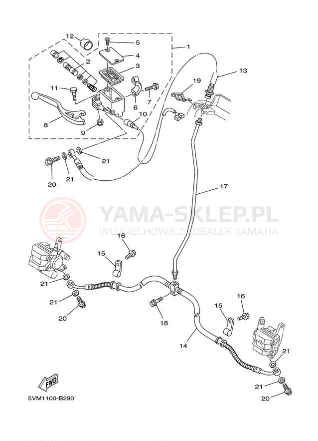 Schemat "Pompa hamulcowa przednia" do Yamaha BLASTER YFS200S