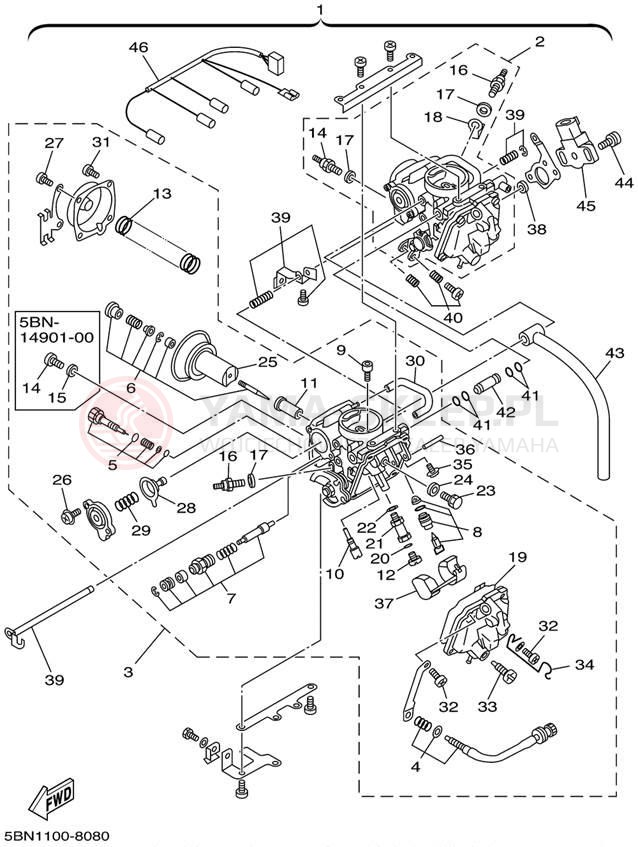 Schemat "Gaźnik" do Yamaha V-STAR CUSTOM XVS650NC/XVS650N