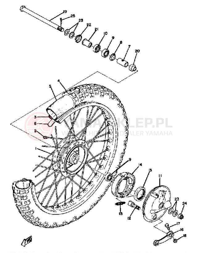 Schemat "Koło przód" do Yamaha YZ80A