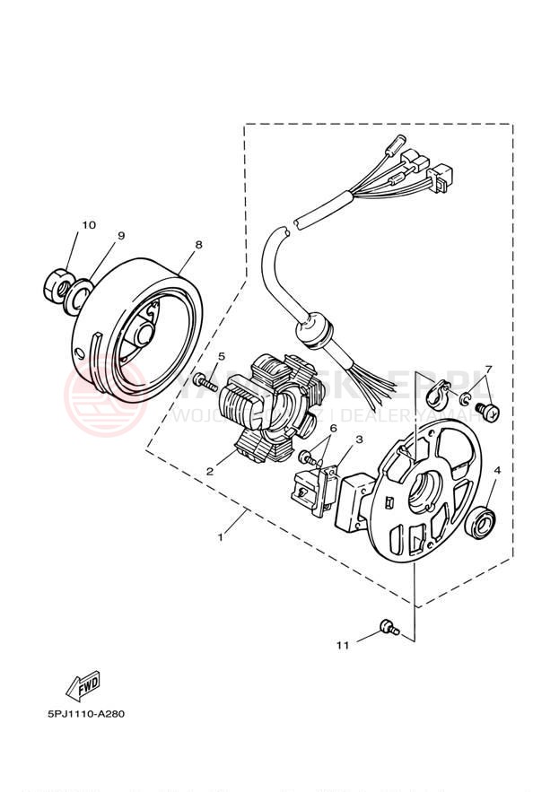 Schemat "prądnica" do Yamaha ZUMA YW50ZY/YW50ZB