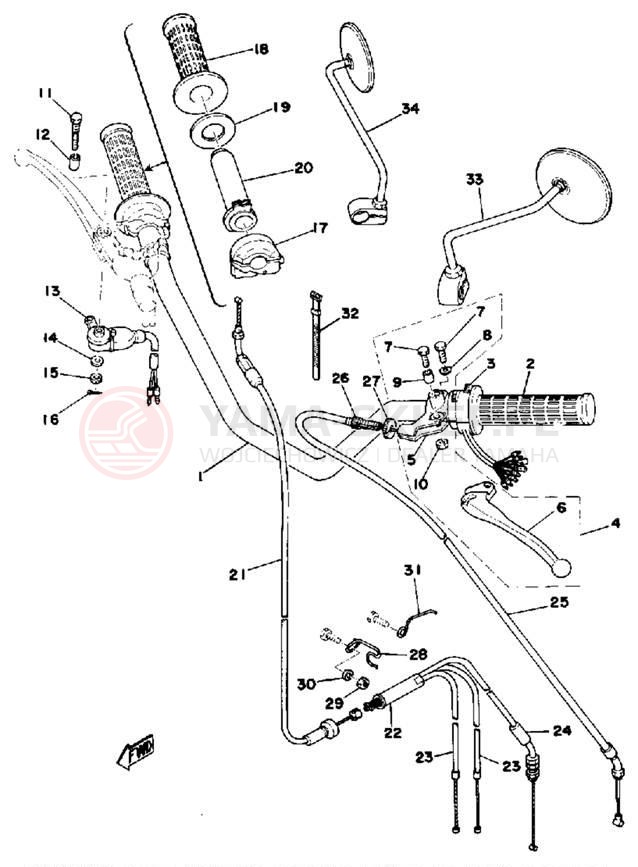 Schemat "Kierownica i osprzęt" do Yamaha RD200C