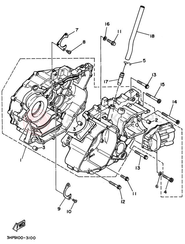 Schemat "Obudowa silnika" do Yamaha BIG BEAR 4WD YFM350FWF