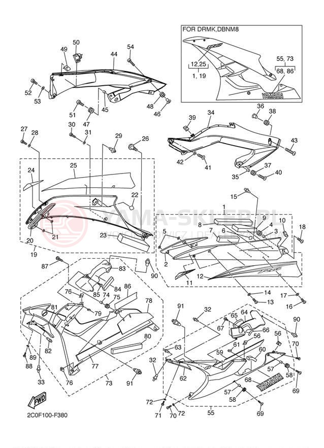 Schemat "elementy nadwozia" do Yamaha R6 CA YZFR6WC/YZFR6W