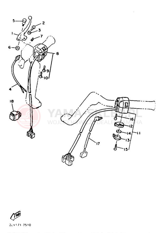 Schemat "Kierownica i osprzęt" do Yamaha XVZ13TC/XVZ13T