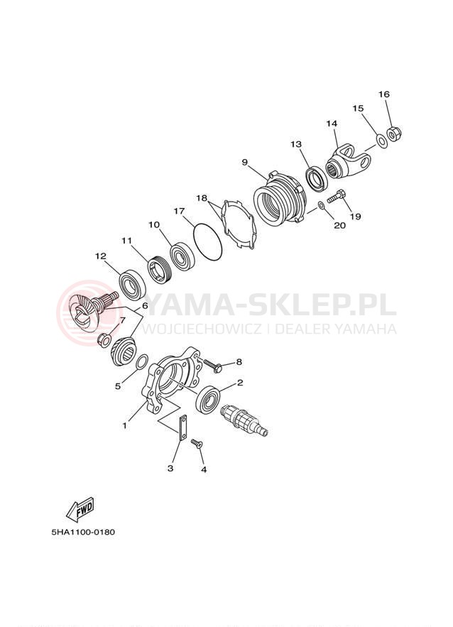 Schemat "Przeniesienie napędu" do Yamaha KODIAK 2WD YFM400AN
