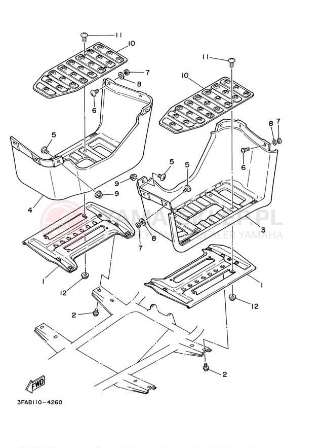 Schemat "Stopka postojowa i podnóżki" do Yamaha BREEZE YFA1R/YFA1RC