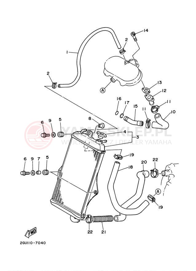 Schemat "Układ chlodzenia" do Yamaha BANSHEE YFZ350N