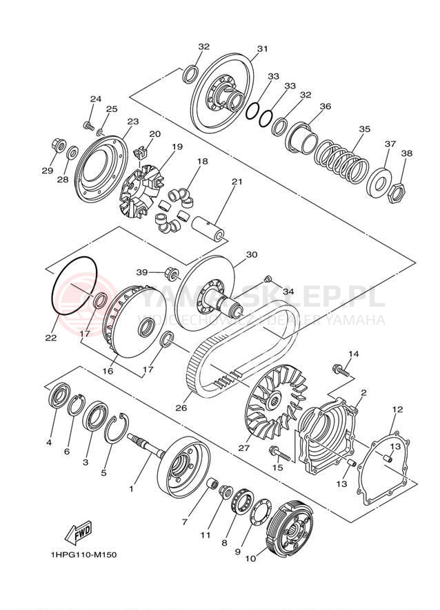 Schemat "sprzęgło" do Yamaha YFM700DHE