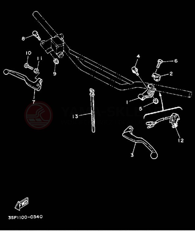Schemat "Kierownica i osprzęt" do Yamaha YZ250WRA