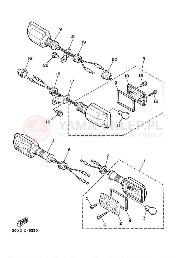 Schemat "kierunkowskazy" do Yamaha XT350 XT350M/XT350MC