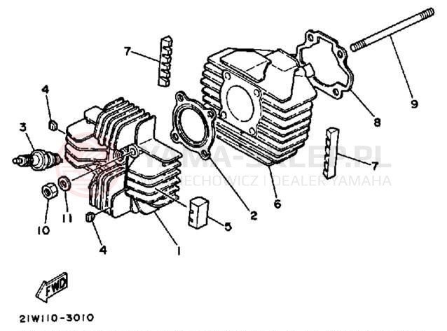 Schemat "cylinder" do Yamaha Y-ZINGER PW80K