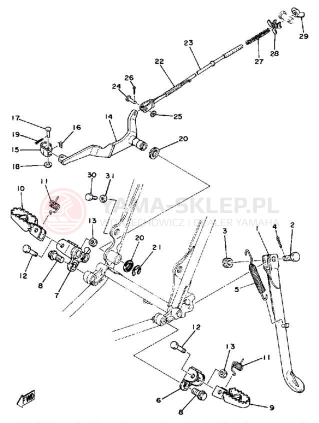Schemat "Stopka postoj., dźw. Hamulca tył" do Yamaha IT400F