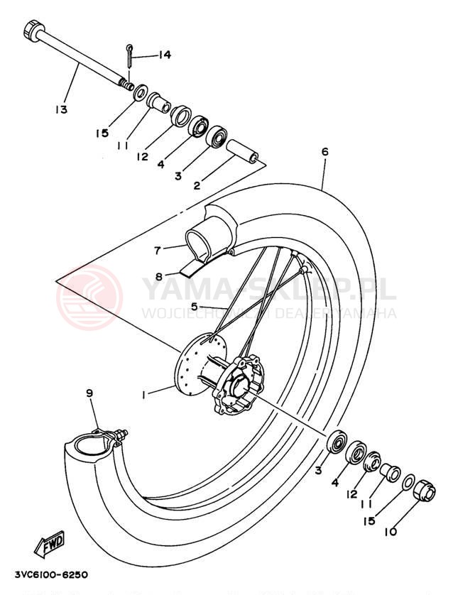 Schemat "Koło przód" do Yamaha RT180J