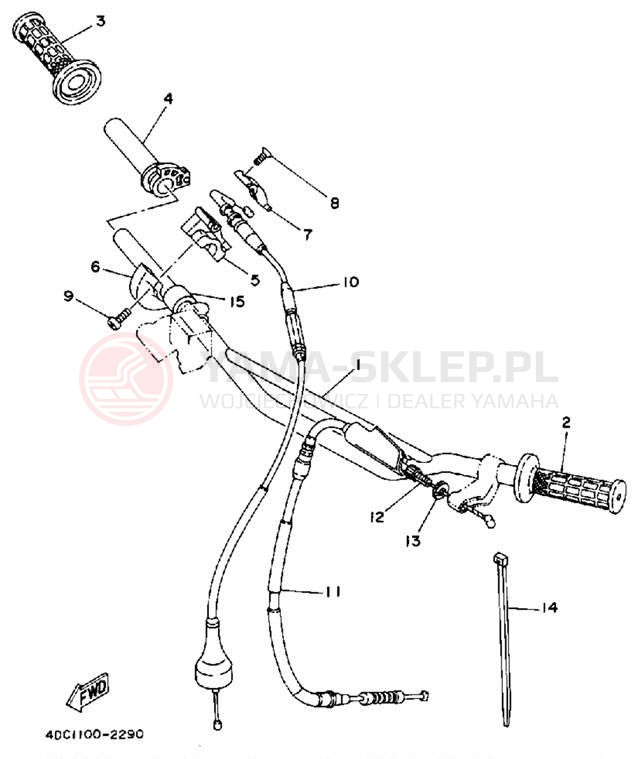 Schemat "Kierownica i osprzęt" do Yamaha WR250ZD
