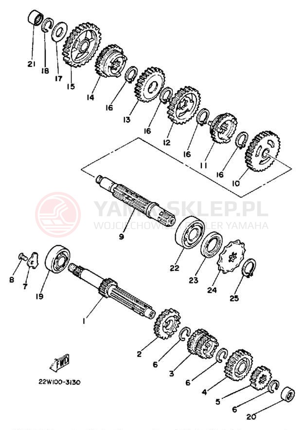 Schemat "Skrzynia biegów " do Yamaha YZ80N