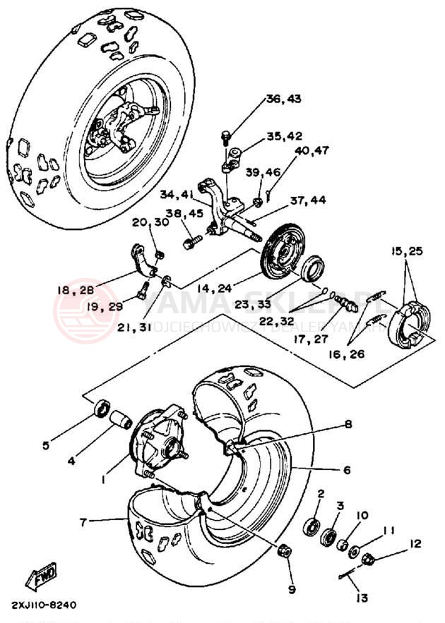 Schemat "Koło przód" do Yamaha BLASTER YFS200U
