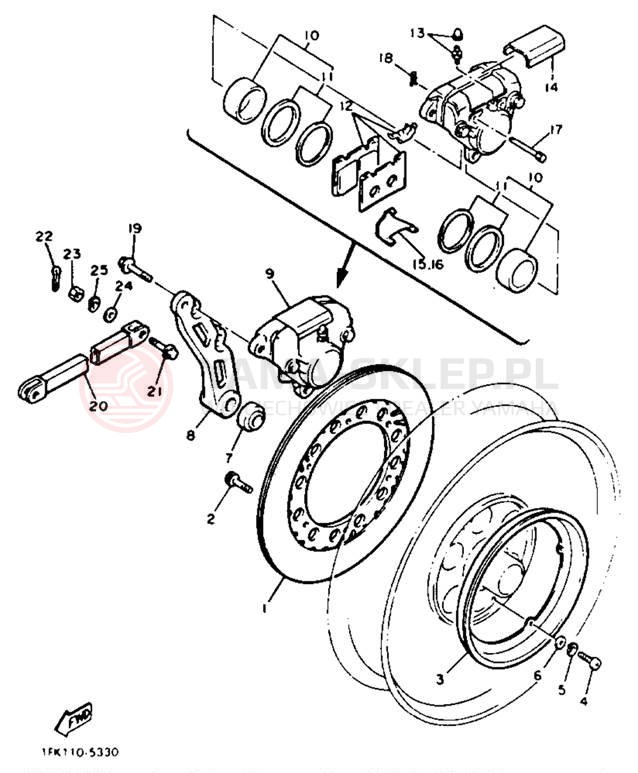 Schemat "Zacisk hamulcowy tylny" do Yamaha V-MAX 1200 VMX12B/VMX12BC