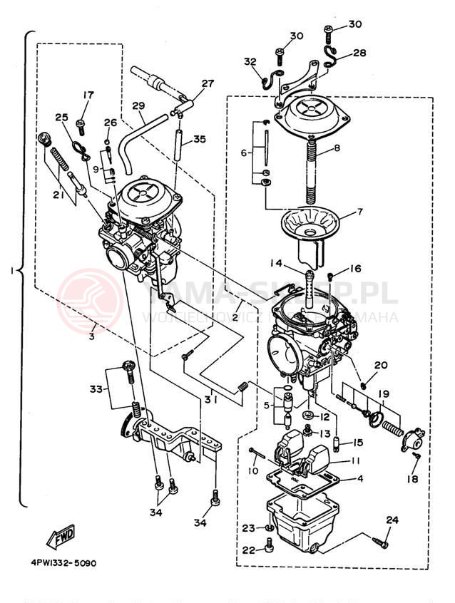 Schemat "Gaźnik" do Yamaha VIRAGO 750 XV750J1/XV750JC1