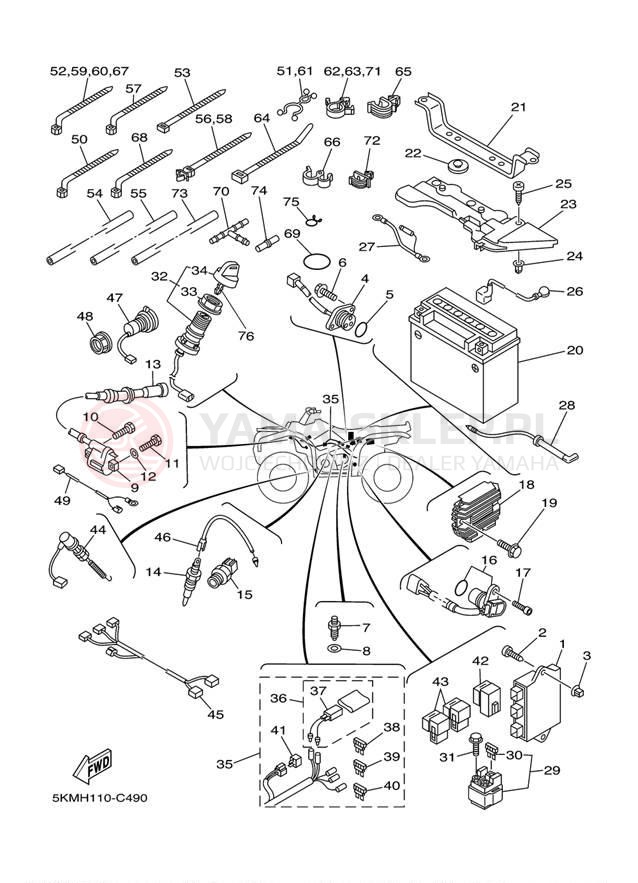 Schemat "układ elektryczny" do Yamaha GRIZZLY 660 YFM66FGW