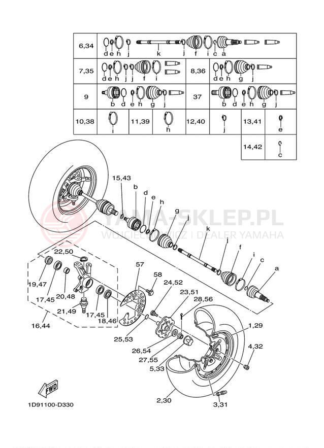 Schemat "Koło przód" do Yamaha KODIAK 400 4WD YFM4FAT