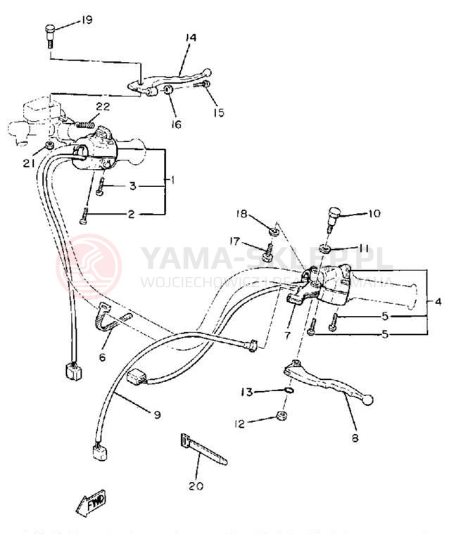 Schemat "Kierownica i osprzęt" do Yamaha XS850SH
