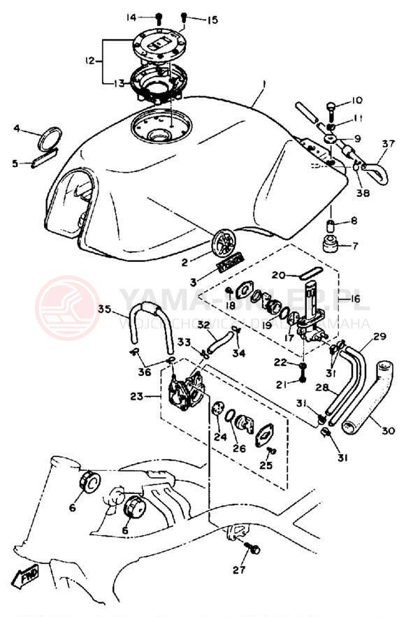 Schemat "zbiornik paliwa" do Yamaha SRX600S/SRX600SC