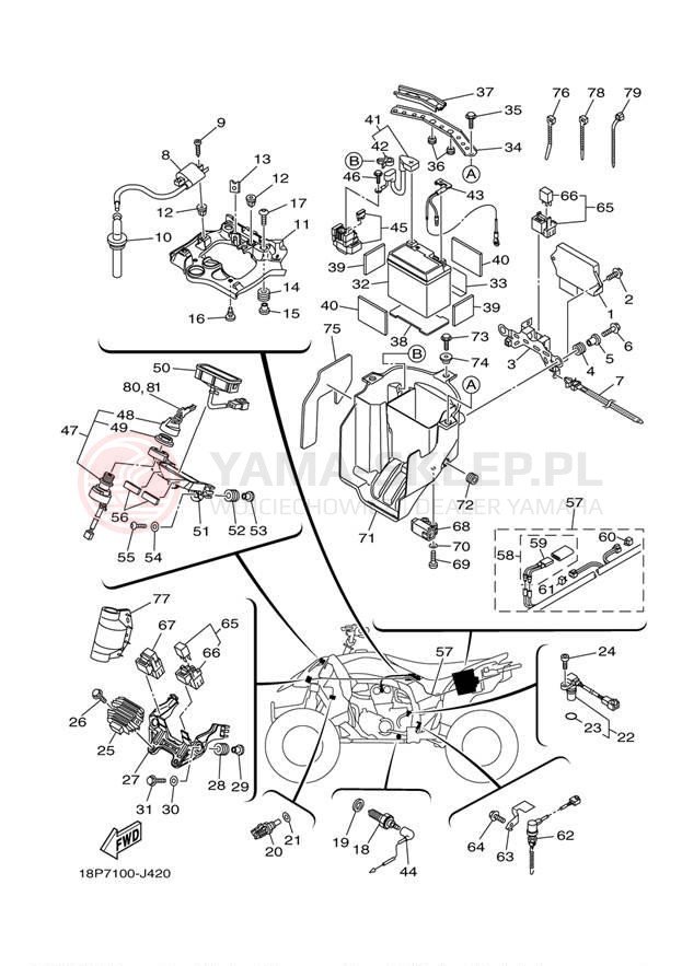 Schemat "układ elektryczny" do Yamaha YFZ450X YFZ450XZL/YFZ450XZW