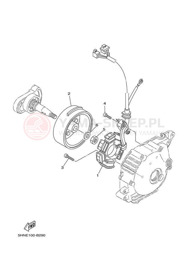 Schemat "prądnica" do Yamaha TT-R90E TTR90ET
