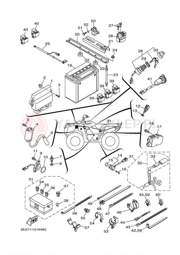 Schemat "układ elektryczny" do Yamaha YFM700DEL/YFM700DEG