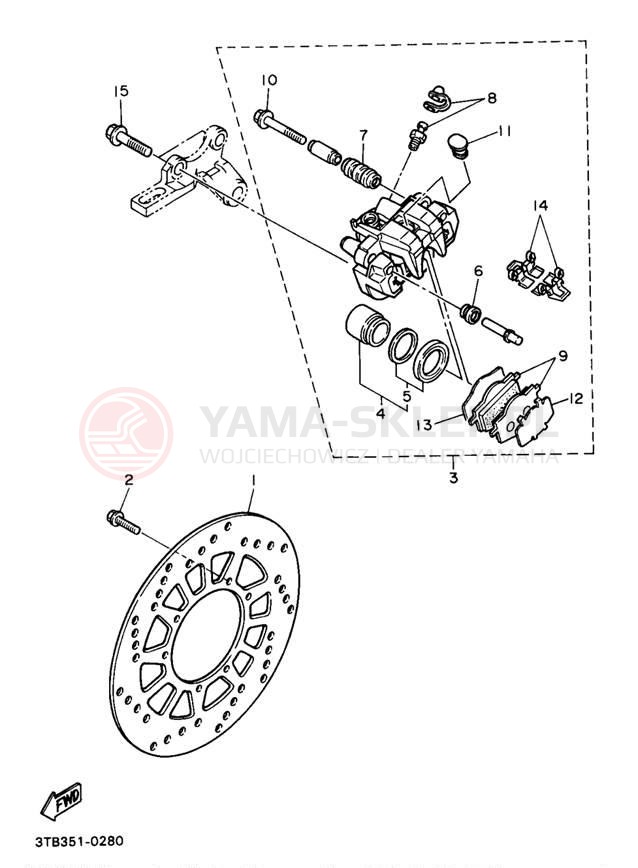 Schemat "Zacisk hamulcowy tylny" do Yamaha XT600EBC/XT600EB