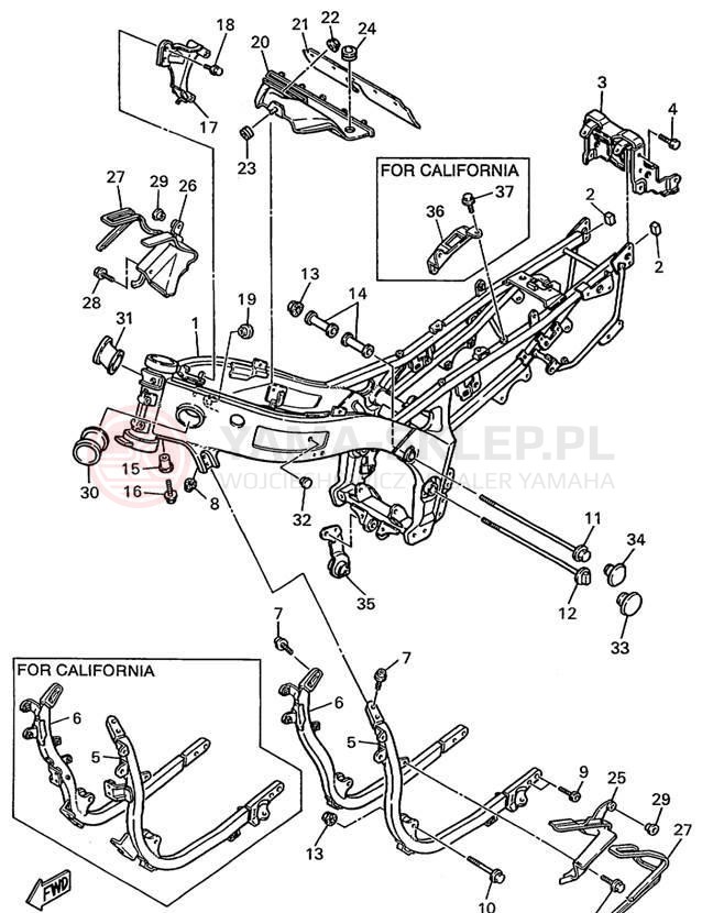 Schemat "rama" do Yamaha FZR600RLC/FZR600RL