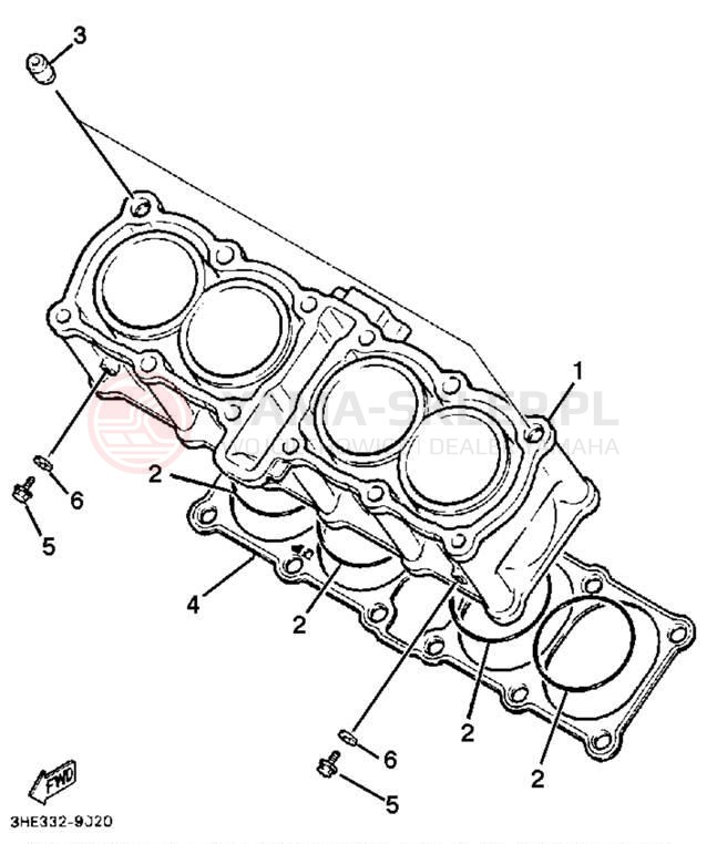 Schemat "cylinder" do Yamaha FZR600RD