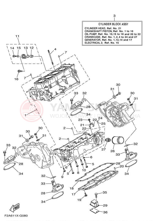 Schemat "Obudowa silnika" do Yamaha 232 LIMITED S SXT1100GLH