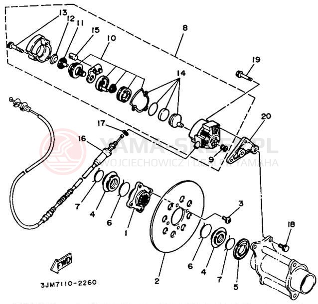 Schemat "Zacisk hamulcowy tylny" do Yamaha BLASTER YFS200D