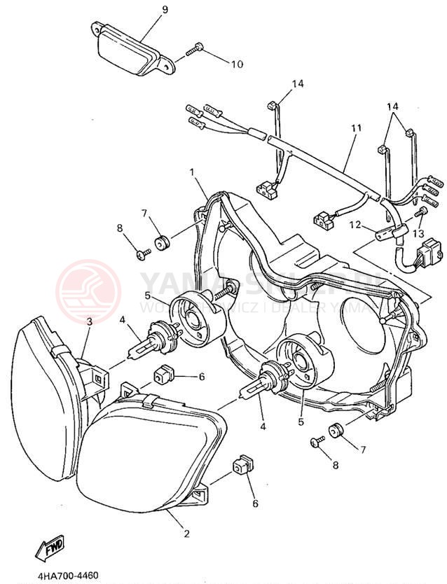 Schemat "Lampa przód" do Yamaha YZF750RF/YZF750RFC