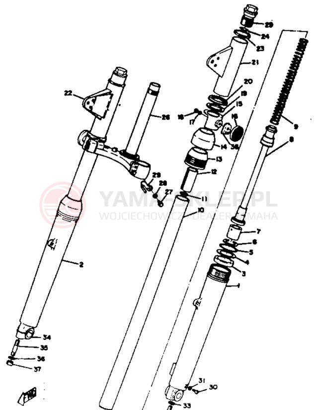 Schemat "Amortyzatory przód" do Yamaha DT3/RT3
