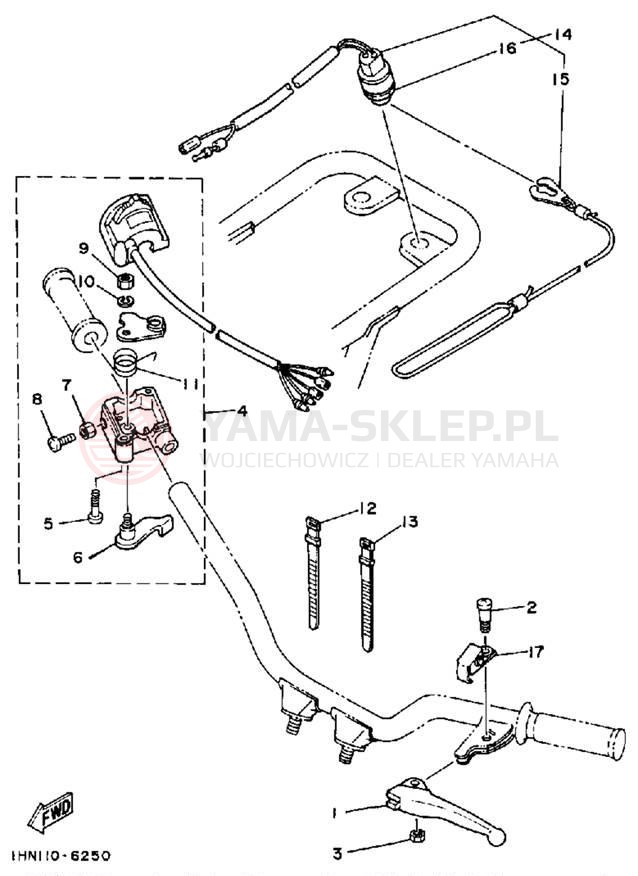 Schemat "Kierownica i osprzęt" do Yamaha 4-ZINGER YF60S