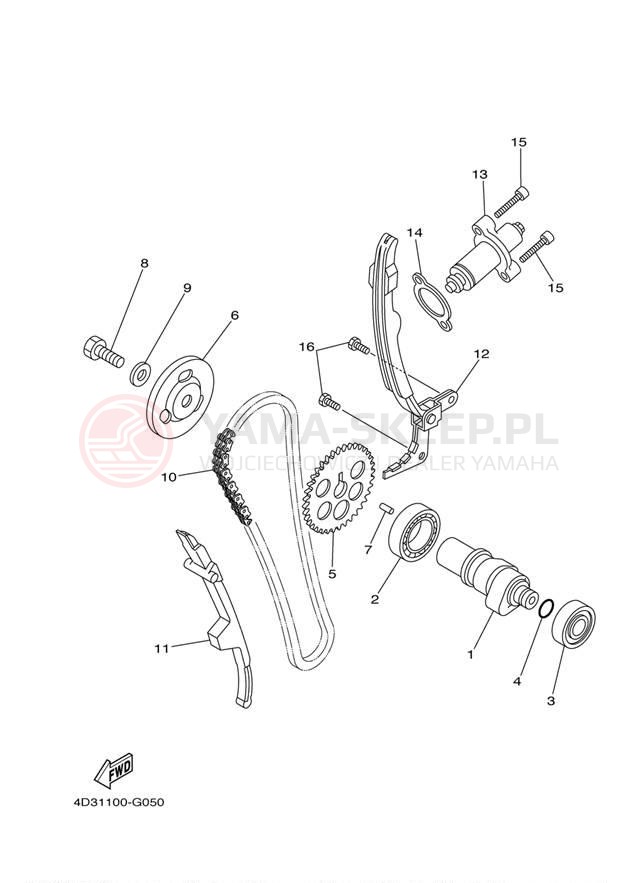 Schemat "Rozrząd - łańcuszek" do Yamaha RAPTOR 250 YFM25RBL/YFM25RBW