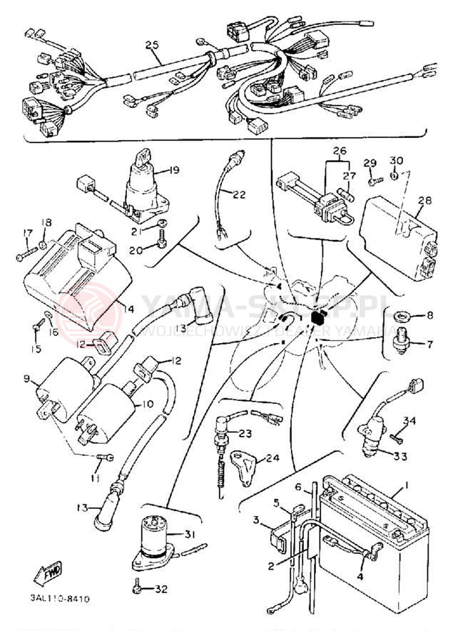 Schemat "układ elektryczny" do Yamaha VIRAGO 750 XV750U/XV750UC