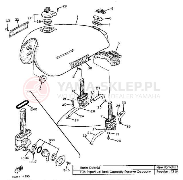 Schemat "zbiornik paliwa" do Yamaha VIRAGO 750 XV750J